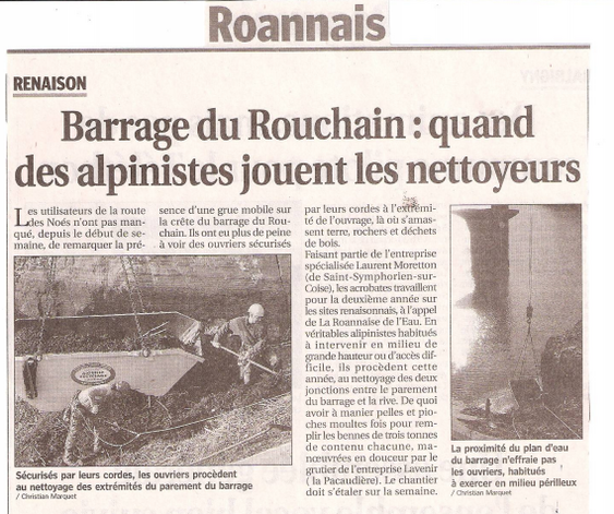 Travaux acrobatique barrage du Rouchain